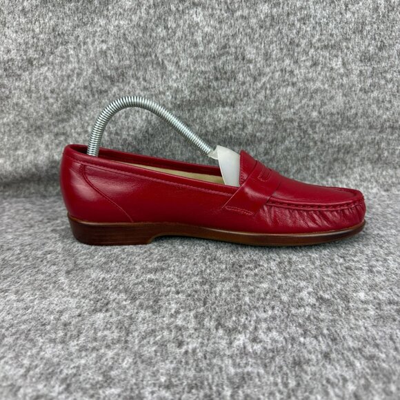 ✅SAS Womens 8.5N Red Leather Tripad Comfort Penny Loafers Slip-On Moccasin Style - Picture 10 of 12